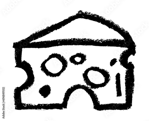 Cheese Icon - Crayon Chalk Drawing