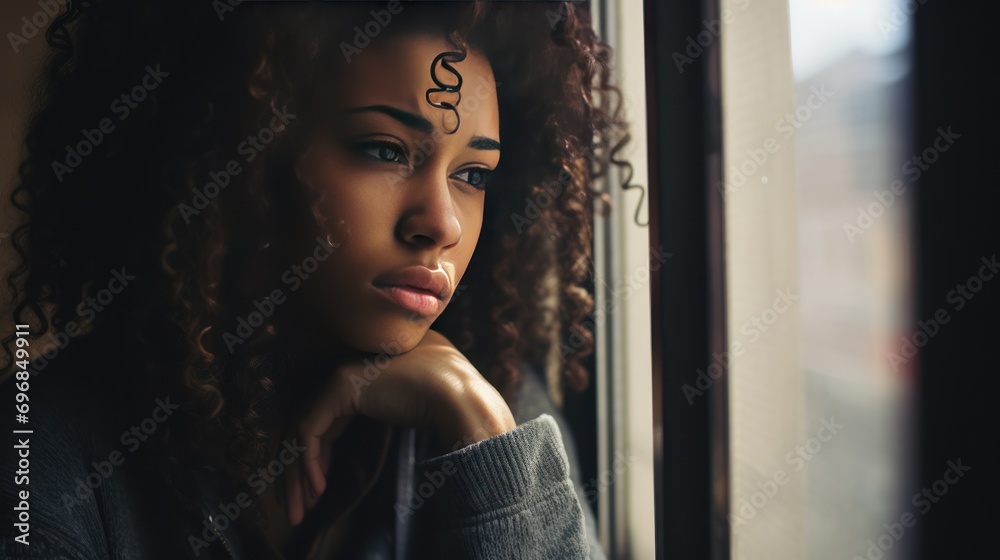 African American girl teenager female young woman sad depressed African American girl teenager female young woman sad depressed