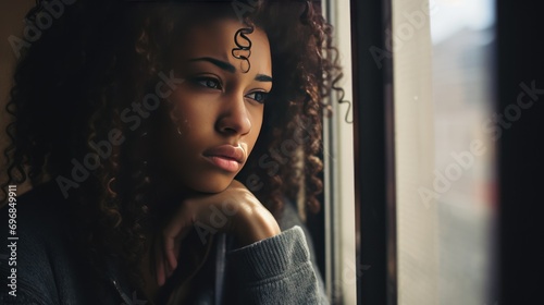 African American girl teenager female young woman sad depressed 