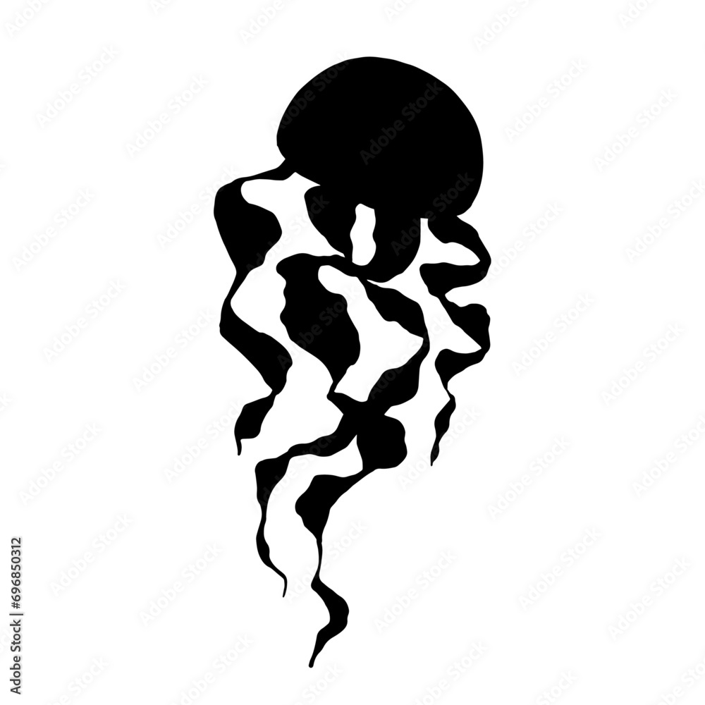 Silhouette, doodle jellyfish. Vector graphics. Silhouette, doodle jellyfish. Vector graphics.