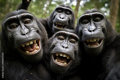 apes taking a selfie © Boraryn