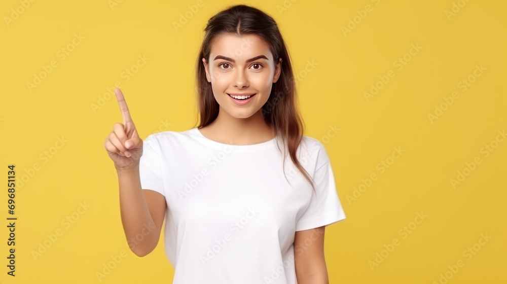 Woman happily gesturing success with thumbs up and okay signs on white background Woman happily gesturing success with thumbs up and okay signs on white background