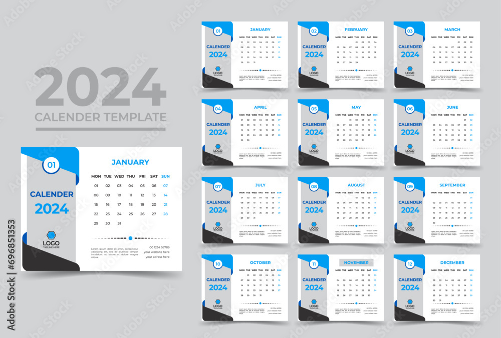 Corporate desk calendar design template 2024 Corporate desk calendar design template 2024