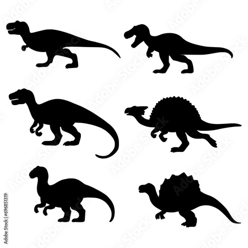 set of dinosaurs silhouettes  vector eps 10