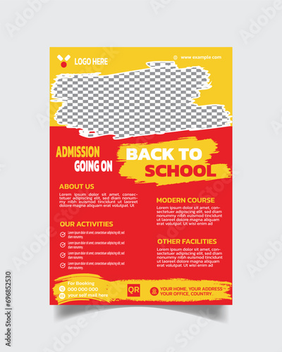 Creative School Flyer Template and Kids Admission Poster Vector File A4
