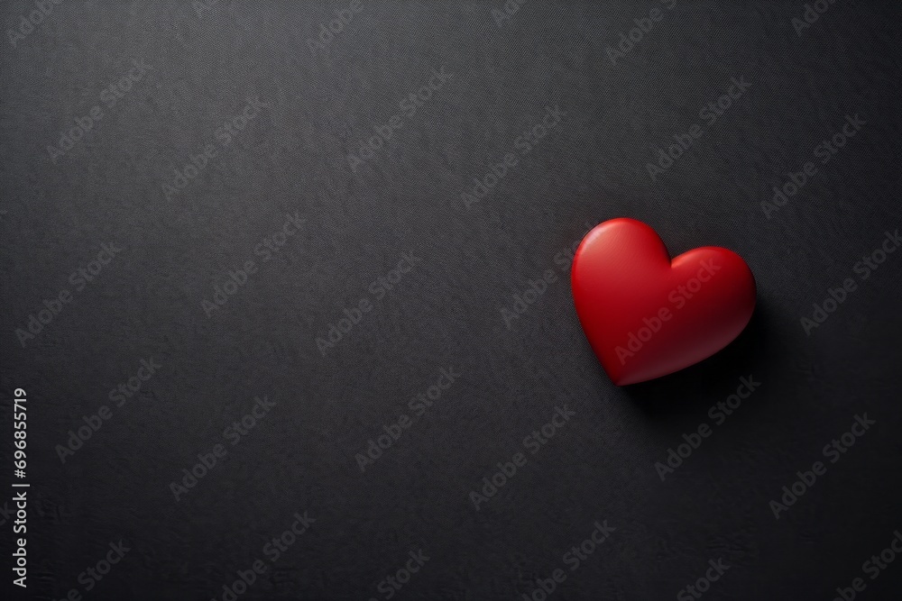Fototapeta premium A voluminous red heart on a dark background: a card - a declaration of love, Valentine's Day