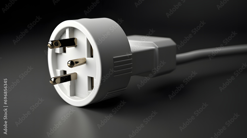 Close-up of a White Electrical Plug on a Dark Background Close-up of a White Electrical Plug on a Dark Background