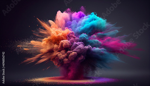 background with space, Holi powder exploding in the air, Ai generated image © FH Multimedia