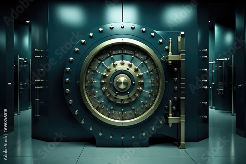 Bank Vault Door Symbolizes Safety And Trust