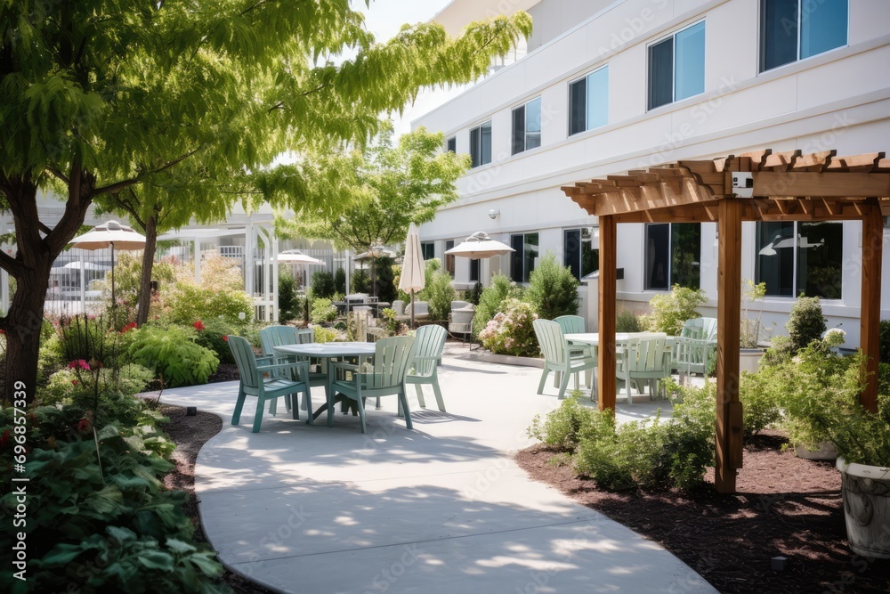 Peaceful Outdoor Garden Space Is Provided For Nursing Home Residents