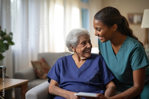 Compassionate Nurse Provides Care And Support To An Elderly Resident