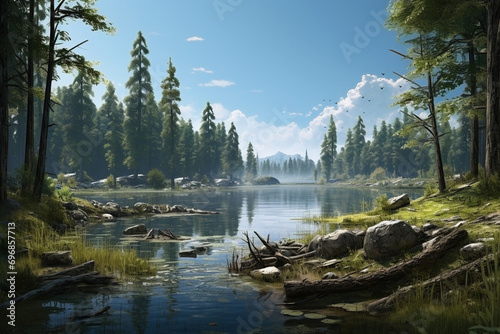 Forest and Lake Lanscape