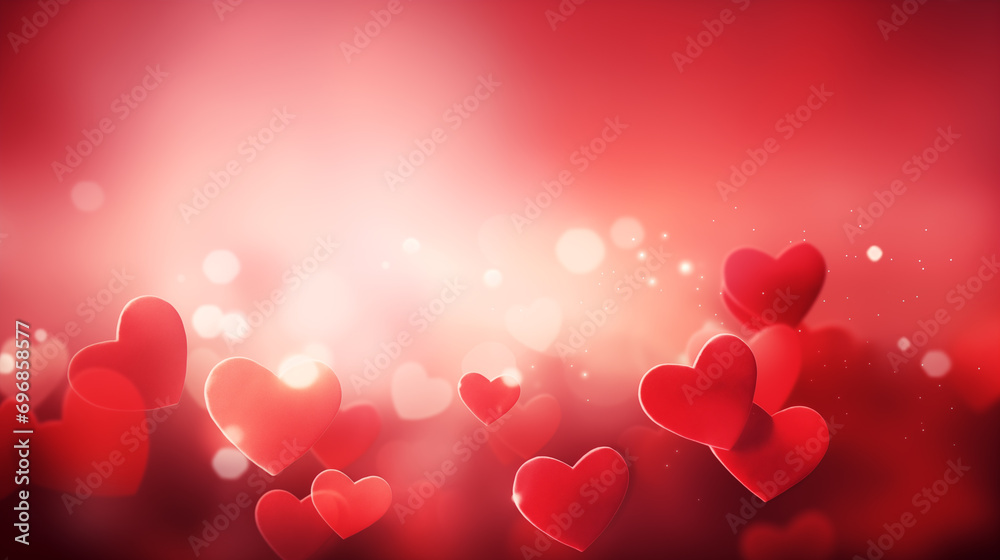 Valentines day background with red and pink hearts