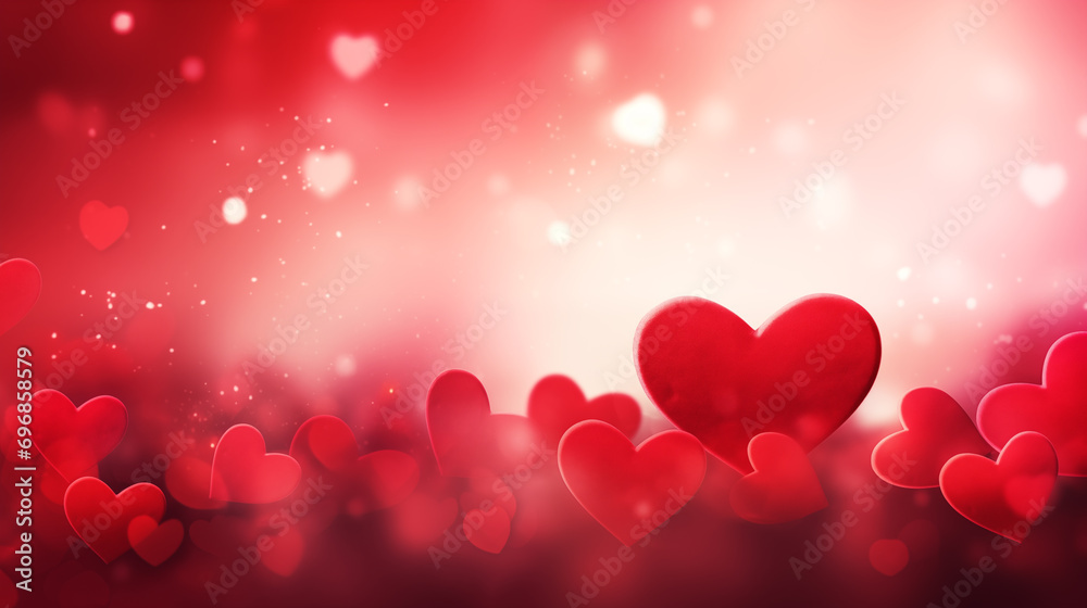 Valentines day background with red and pink hearts
