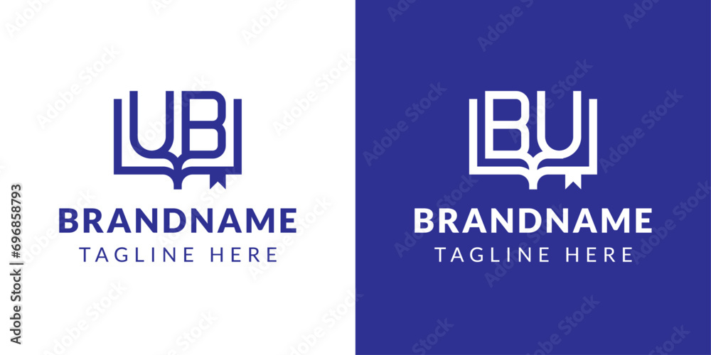Letter BU and UB Book Logo, suitable for business related to book with BU or UB initials Letter BU and UB Book Logo, suitable for business related to book with BU or UB initials