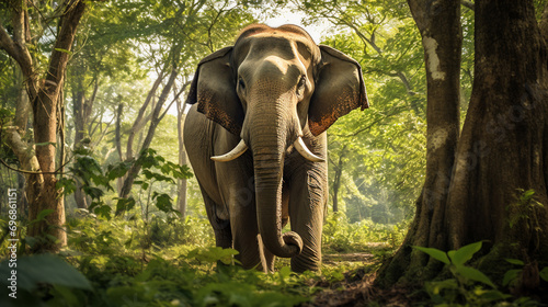 Elephant in the forest. AI Generative.