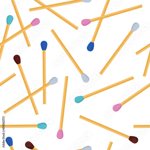 Multicolored matchsticks vector seamless pattern