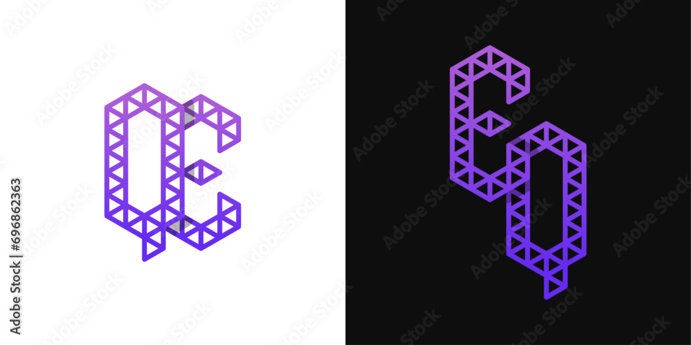 Letters EQ and QE Polygon Logo Set, suitable for business related to polygon with EQ and QE initials Letters EQ and QE Polygon Logo Set, suitable for business related to polygon with EQ and QE initials