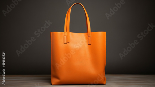 orange mock up of shopping bag on black background