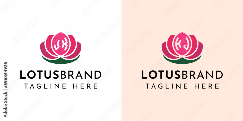 Letter JK and KJ Lotus Logo Set, suitable for business related to lotus flowers with JK or KJ initials. Letter JK and KJ Lotus Logo Set, suitable for business related to lotus flowers with JK or KJ initials.