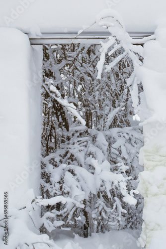 Drzwi w zimowej scenerii