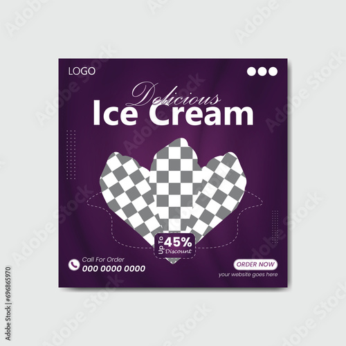Vector delicious ice cream social media post template