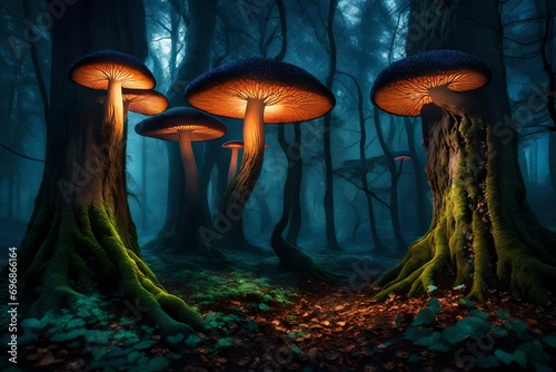 mushroom in the forest, Glowing mushroom, 