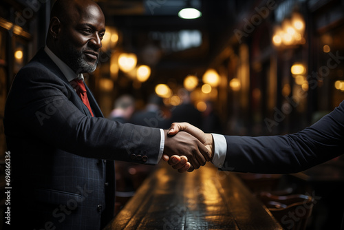 post-interview handshake, signifying the end of the session, with a cinematic and minimalistic approach in the commercial photo