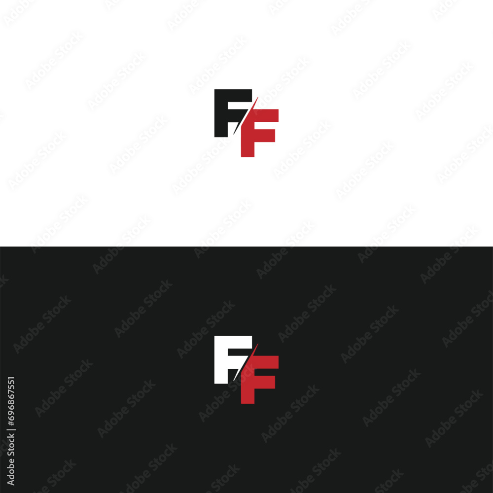 Obraz premium FF logo. F F design. White FF letter. FF, F F letter logo design. Initial letter FF linked circle uppercase monogram logo. F F letter logo vector design. 