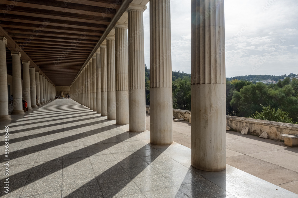 Ancient columns at the roman agora of Athens, Greek