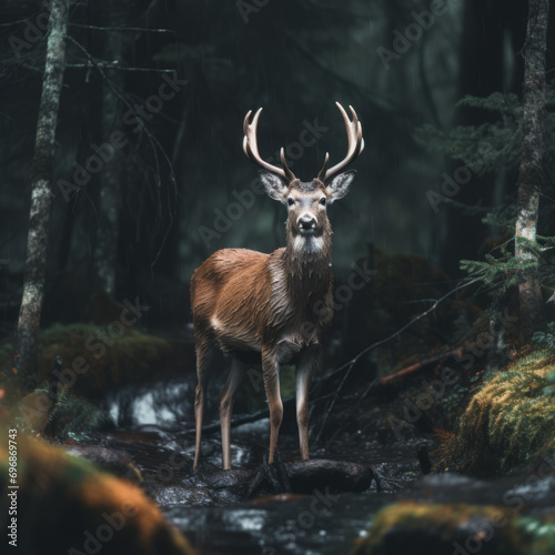 Wild Deer in Forest Game Camera