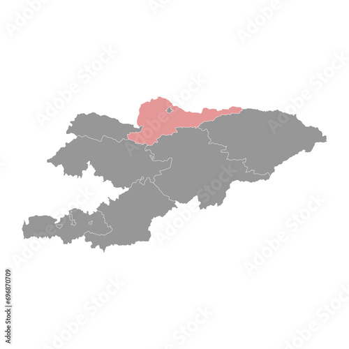 Chuy region map, administrative division of Kyrgyzstan. Vector illustration.