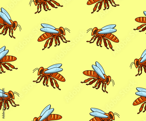 Bee, insect, animal, apiary and beekeeping, seamless vector background and pattern. Honey bee, bee-garden and apiculture, vector design and illustration