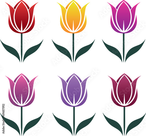 collection of colored tulips icons for the website