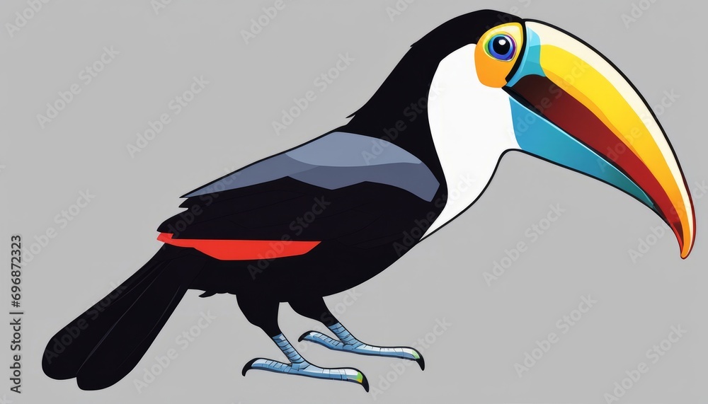 Naklejka premium A cartoon bird with a long beak and colorful feathers