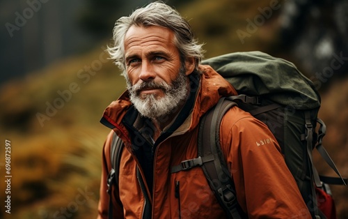 Man in Hiking Gear Nature's Call