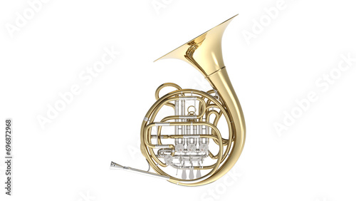 French Horn CG Rendering Image ホルン フレンチ ホルン 透過PNG	
