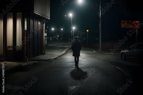 person walking in the night Generative AI 