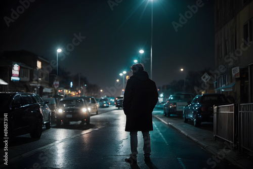 people walking on the street at night Generative AI 