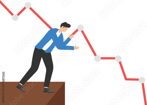 Businessman looking at falling diagram. Economic and financial crisis. Concept business illustration. Vector flat

