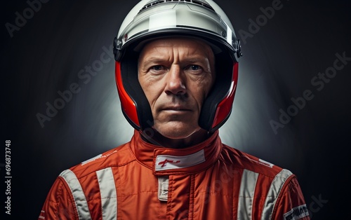 Man in Race Car Driver Suit Racing