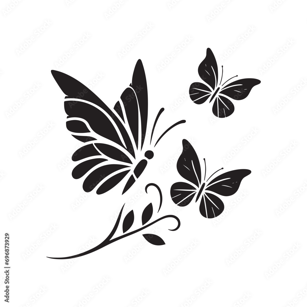 Fototapeta premium Butterfly Silhouette: Sunlit Wings in Morning Breeze, Nature's Radiant Choreography Unfolding 