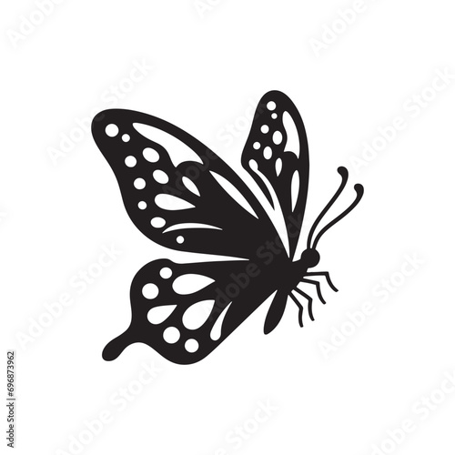 Silhouetted Garden Reverie: Butterfly Silhouette Amongst Blooming Blossoms, Nature's Tapestry Unfurling
