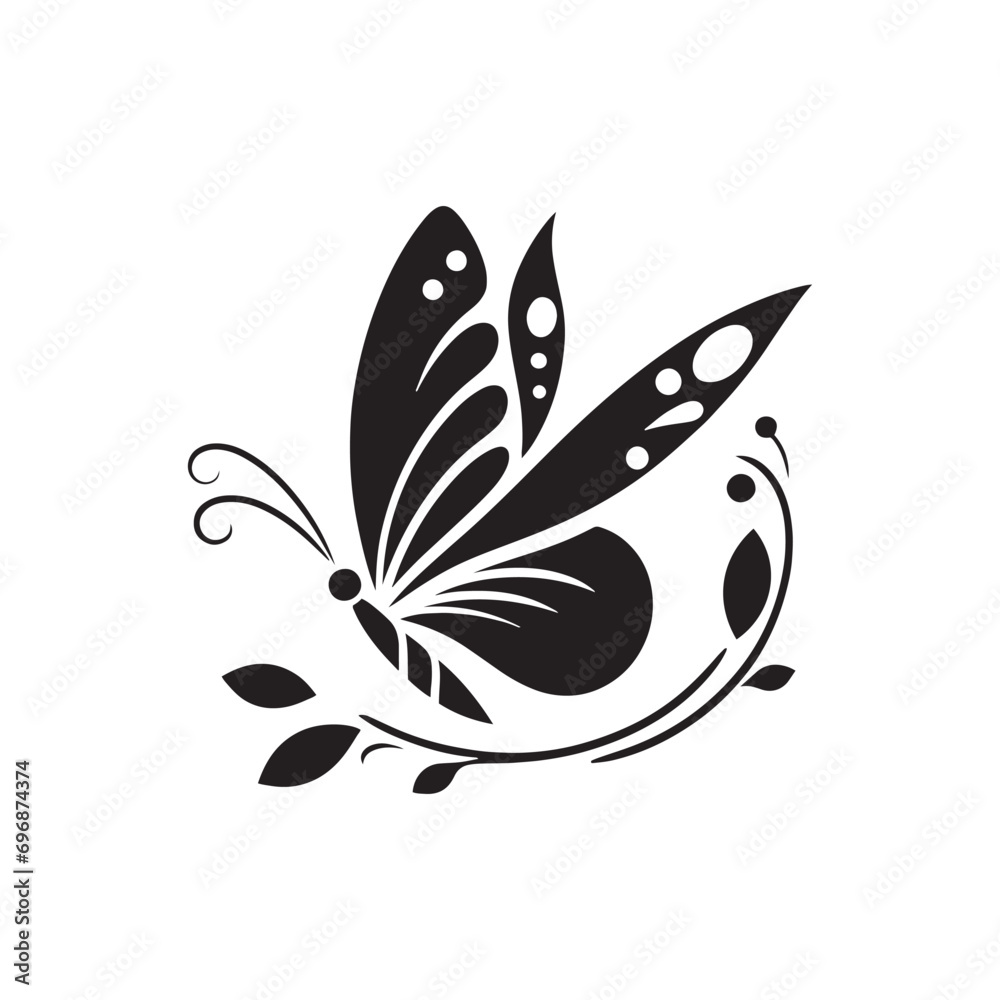 Fototapeta premium Butterfly Silhouette: Abstract Dance of Lunar Moths, A Midnight Ballet Amidst Celestial Shadows 