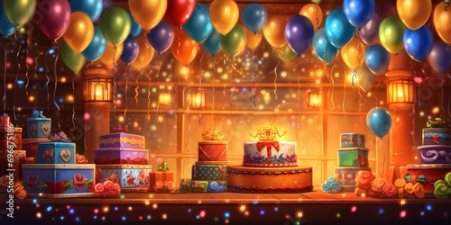 birthday celebration decoration with cake