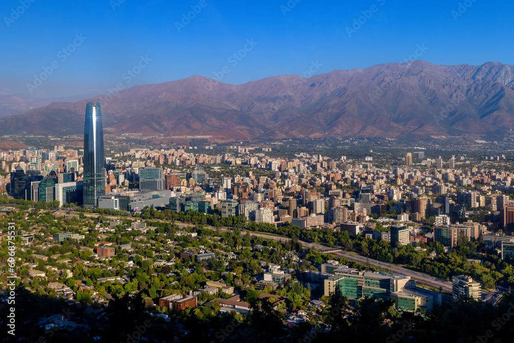 Obraz premium Aerial view of the city seen from Cerro San Cristóbal, Santiago