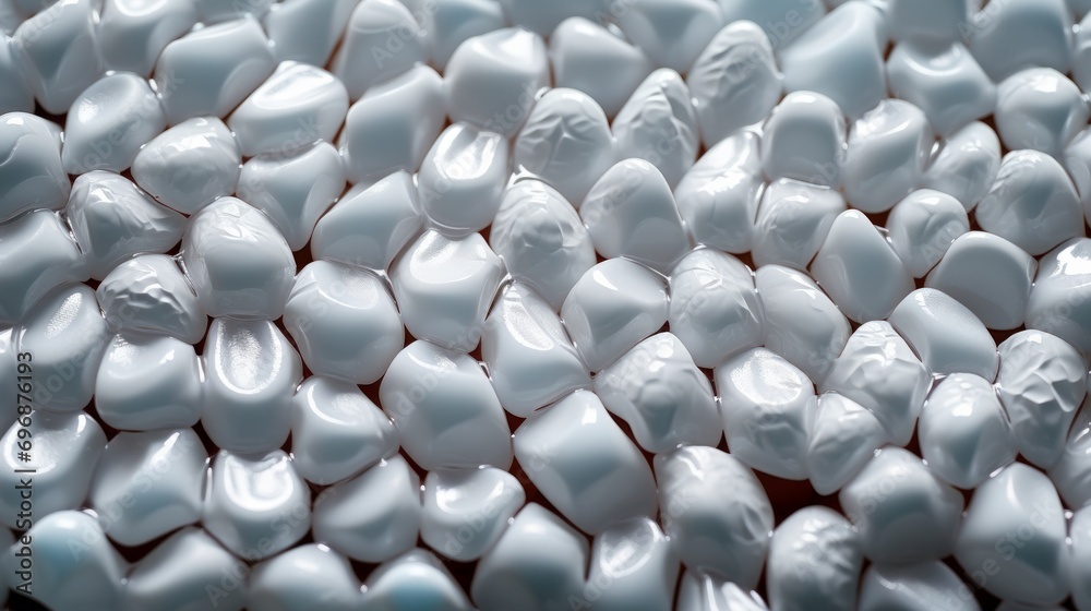 Obraz premium A high resolution close-up of perfectly aligned white teeth arranged in a snowflake pattern. Immaculate and well-cared for, this image showcases clean and healthy dental hygiene