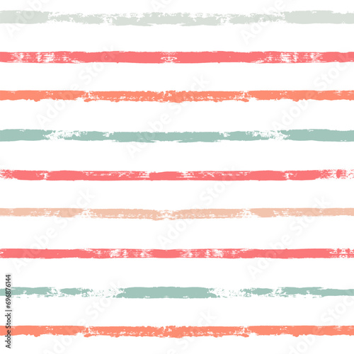 Seamless stripe pattern. Hand drawn vector stripes background, red, pink, orange and green girly brush strokes, cute spring paintbrush line backdrop