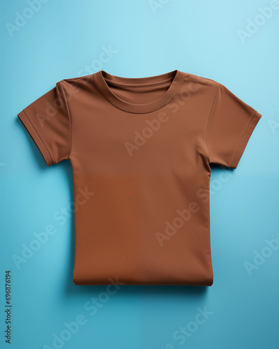 Camiseta marrom isolada sobre uma mesa - mockup