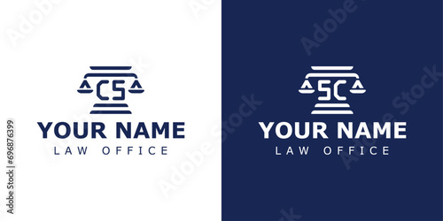 Letter CS and SC Legal Logo, suitable for lawyer, legal, or justice with CS or SC initials